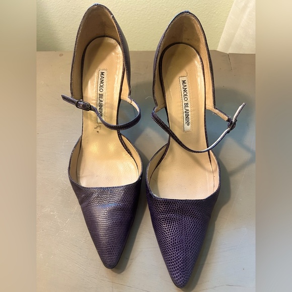 Vintage Manolo Blahnik Purple Heels - Picture 1 of 5